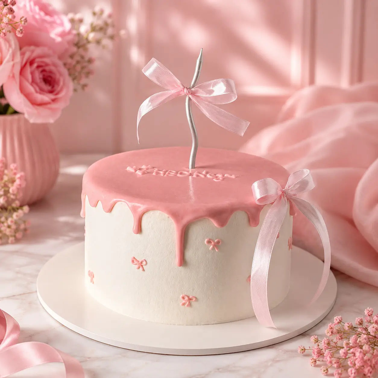 Blush Ribbon Dream Cake