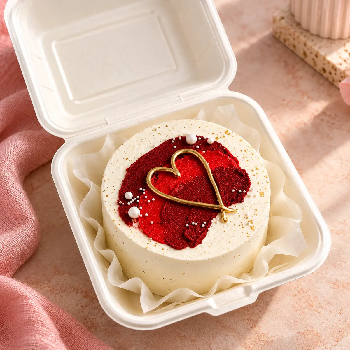 Golden Heart Love Bento Cake