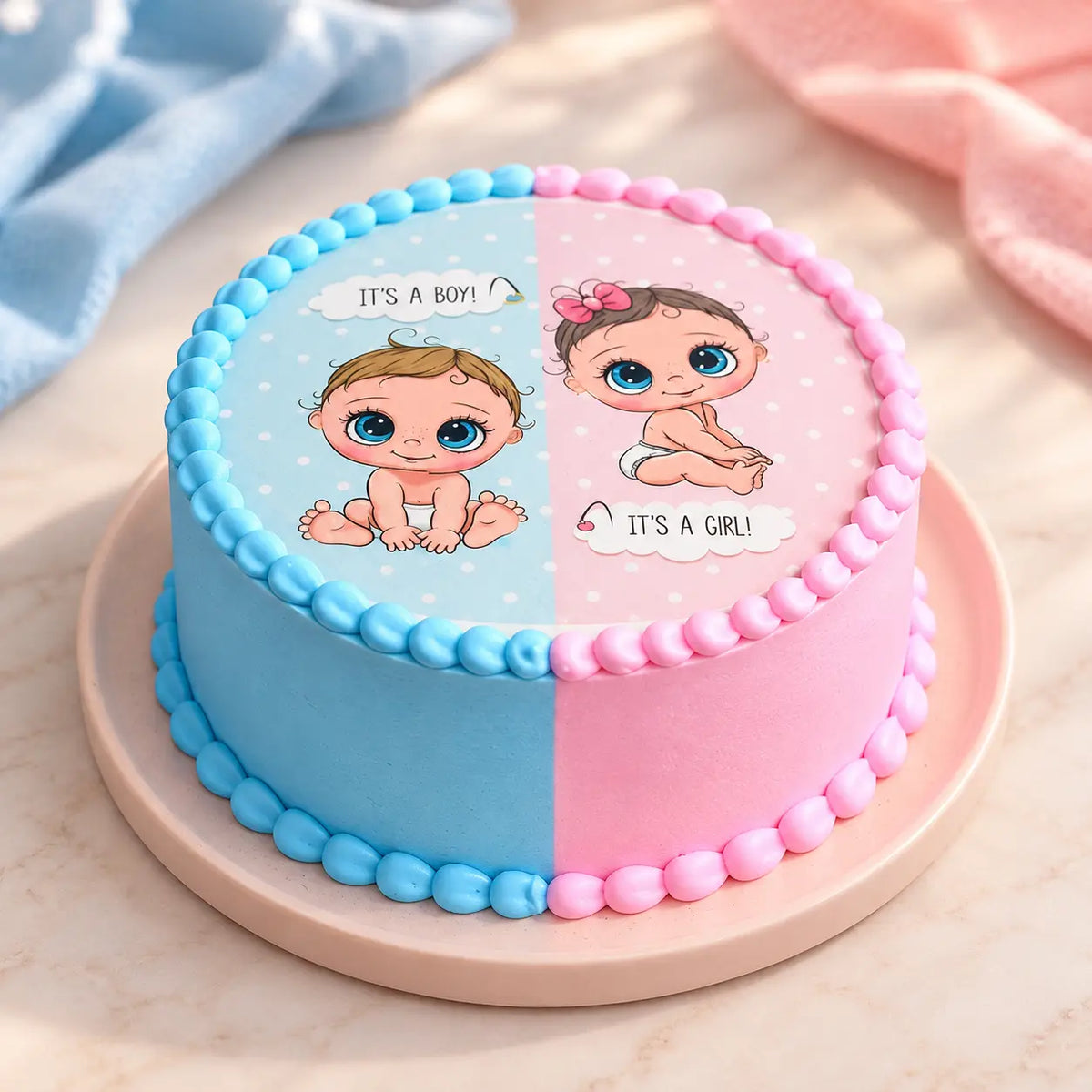 Blue & Pink Reveal Cake