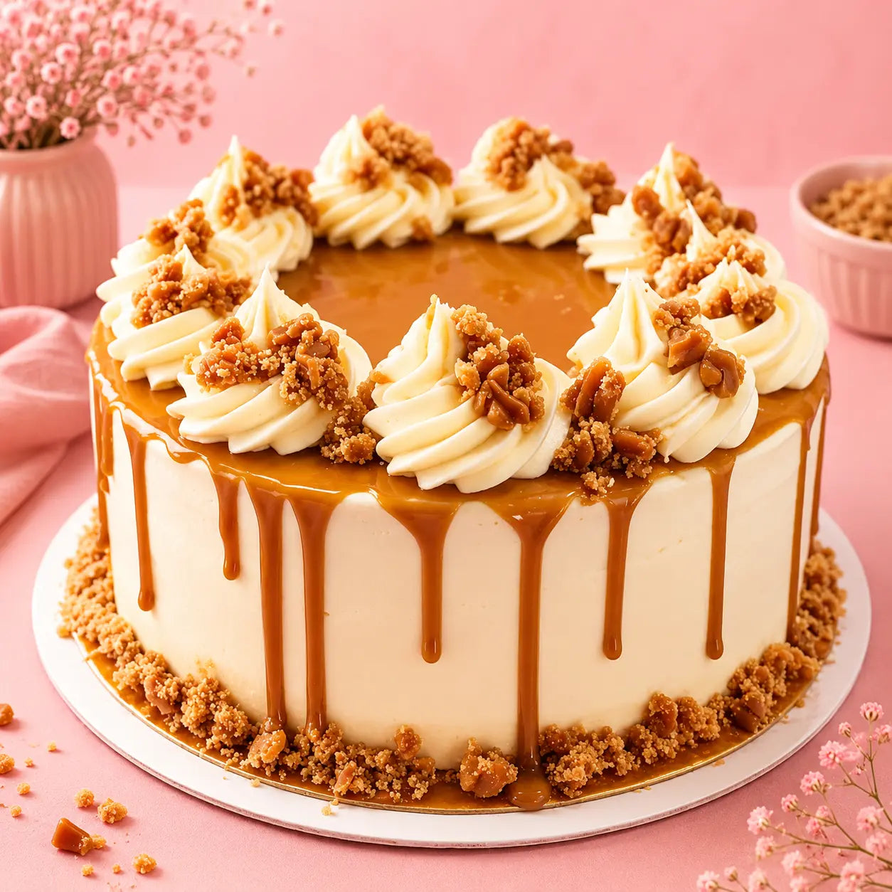 Caramel Crunch Butterscotch Cake