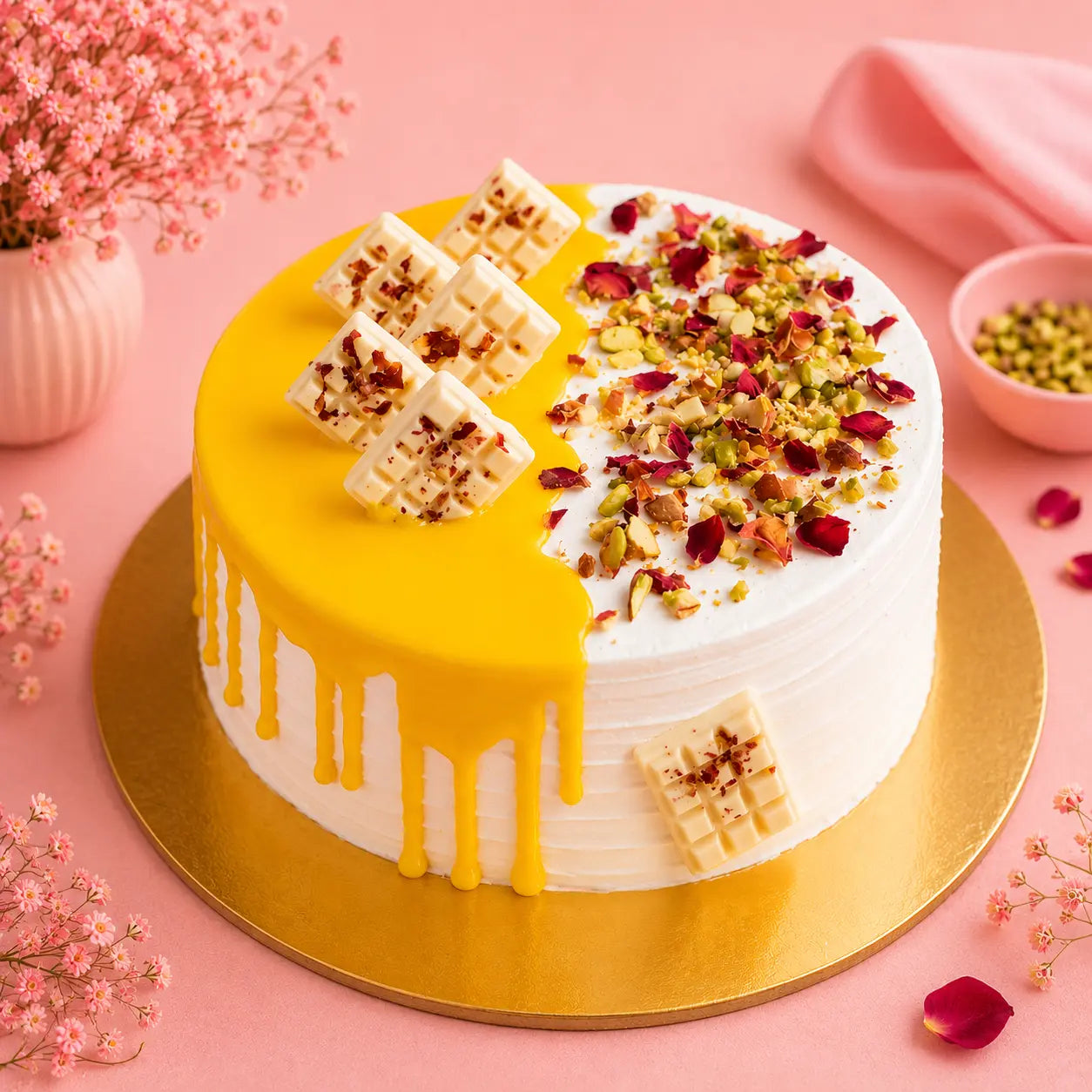 Golden Rasmalai Drip Cake