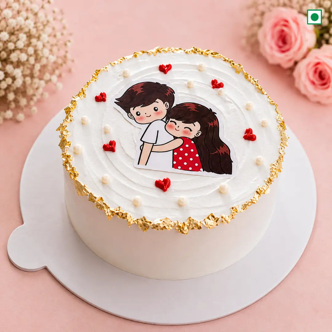 Golden Embrace Love Cake