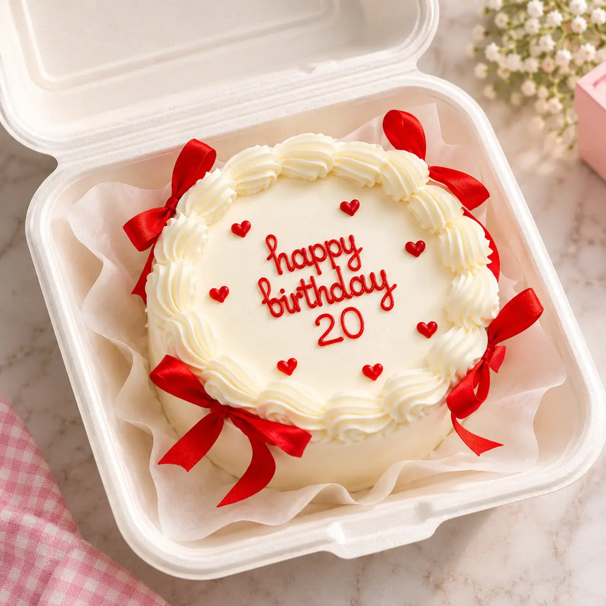 Red Ribbon Birthday Bento Cake