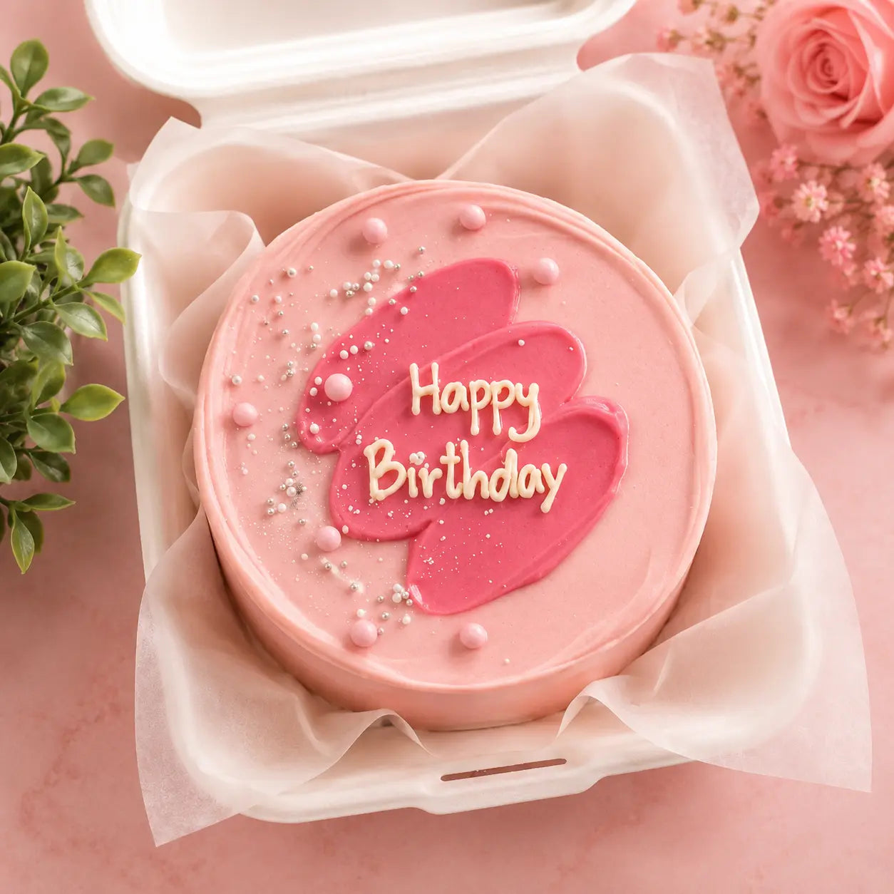 Blush Petal Birthday Bento Cake