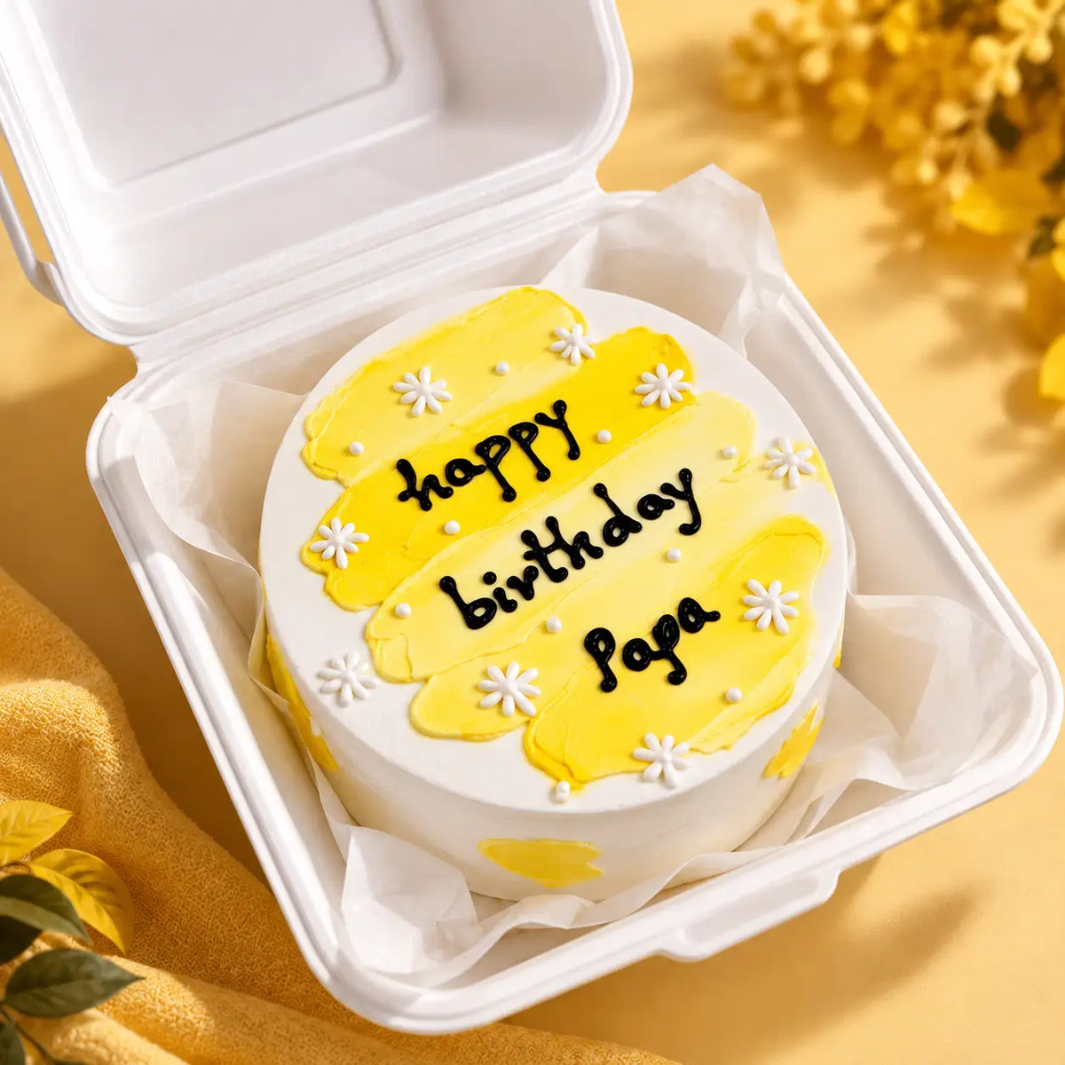 Yellow Daisy Birthday Bento Cake