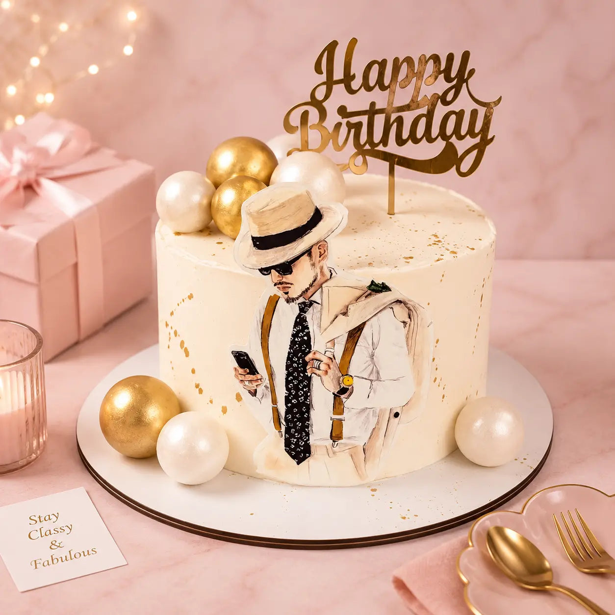 Dapper Gentleman Birthday Cake