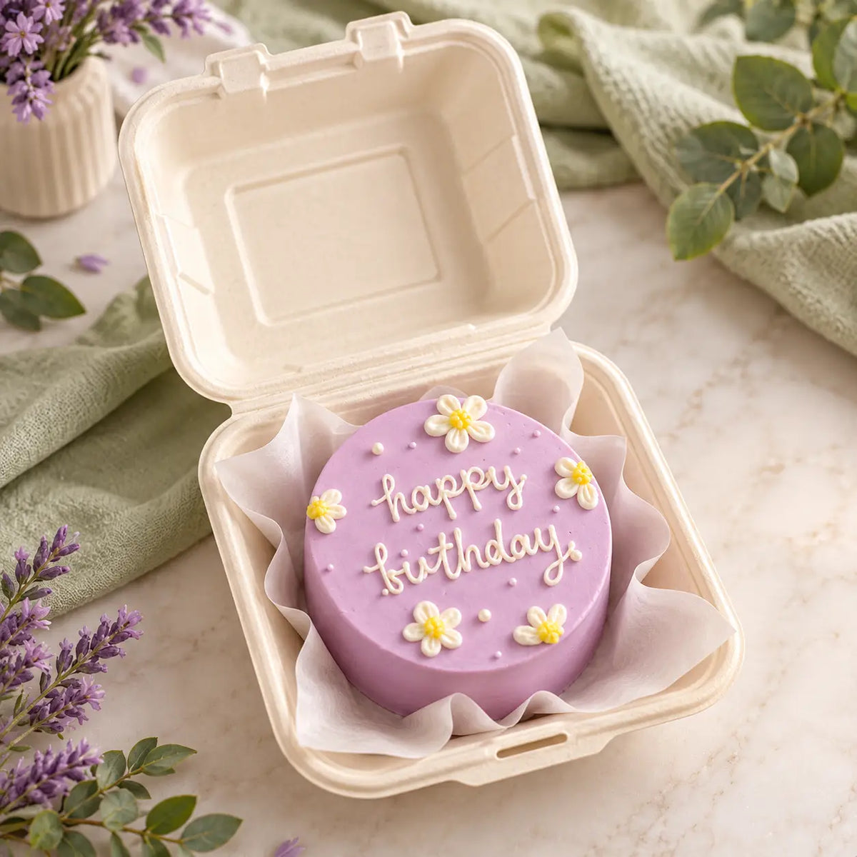 Lavender Daisy Birthday Bento Cake