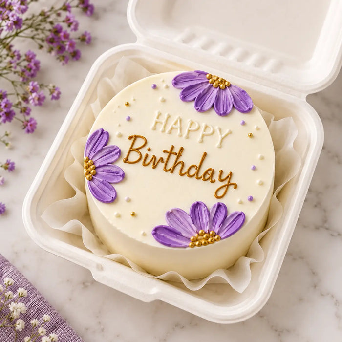Purple Floral Birthday Bento Cake