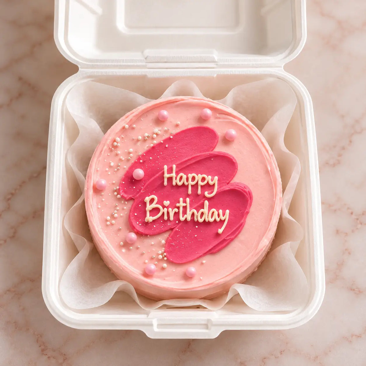 Pink Heart Birthday Bento Cake