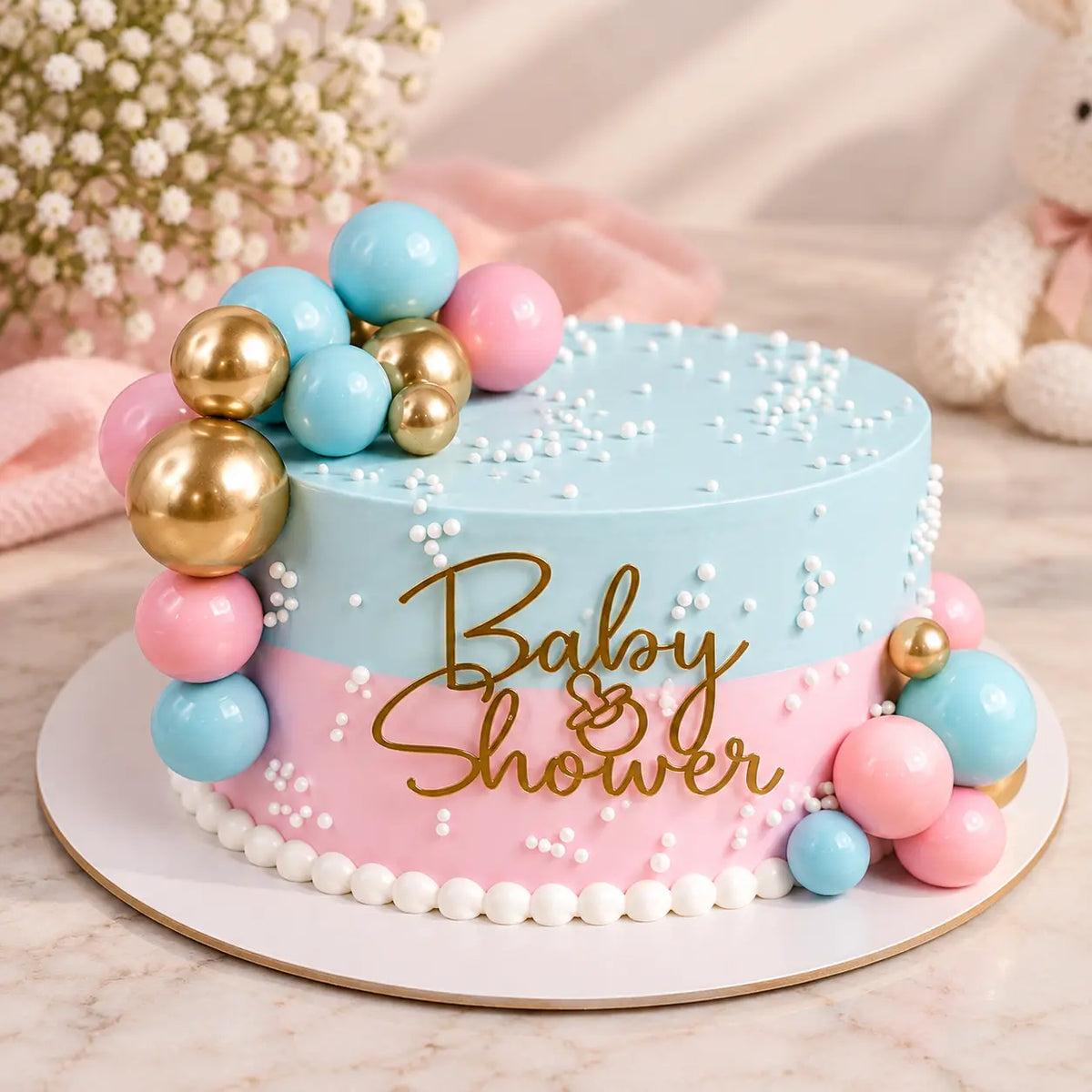 Blue & Pink Baby Shower Cake