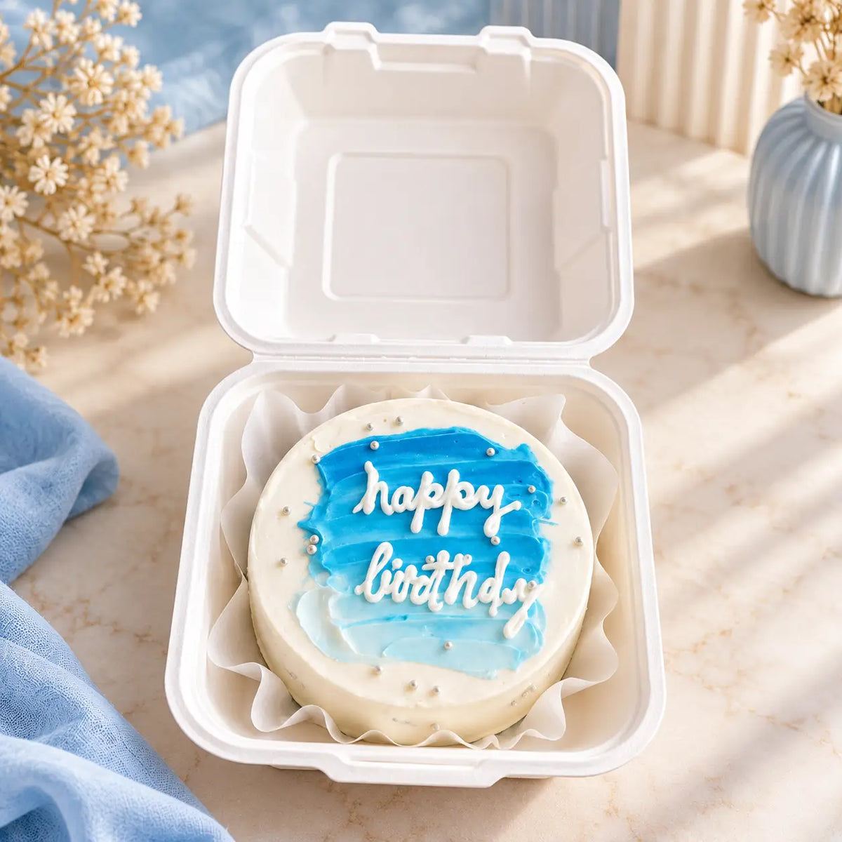 Blue Splash Birthday Bento Cake