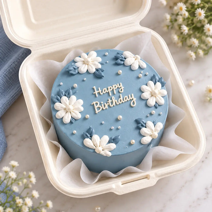 Blue Daisy Birthday Bento Cake