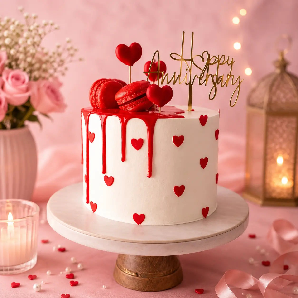 Sweetheart Drizzle Anniversary Cake