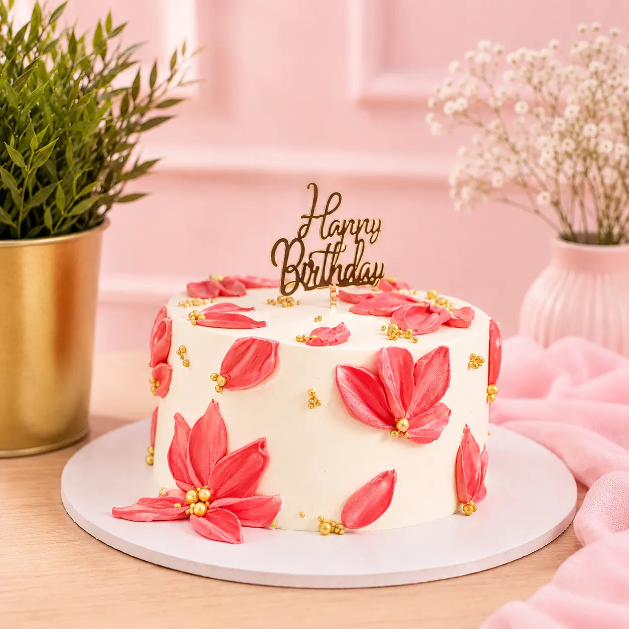 Blush Bloom Birthday Cake