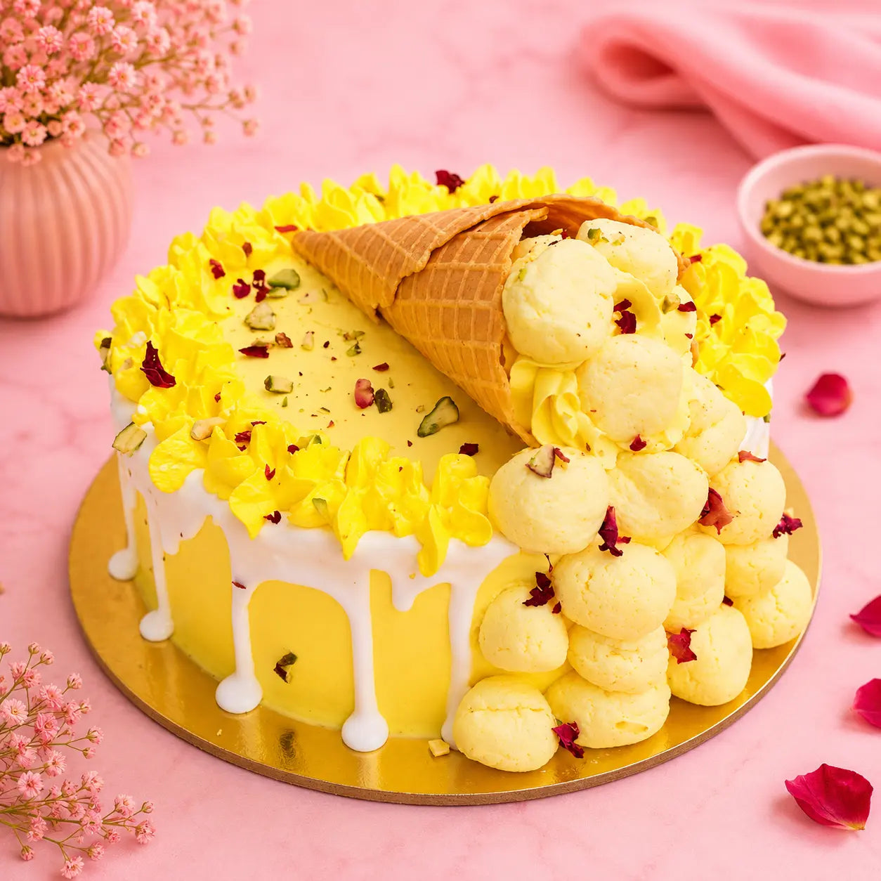 Rasmalai Delight Cone Cake